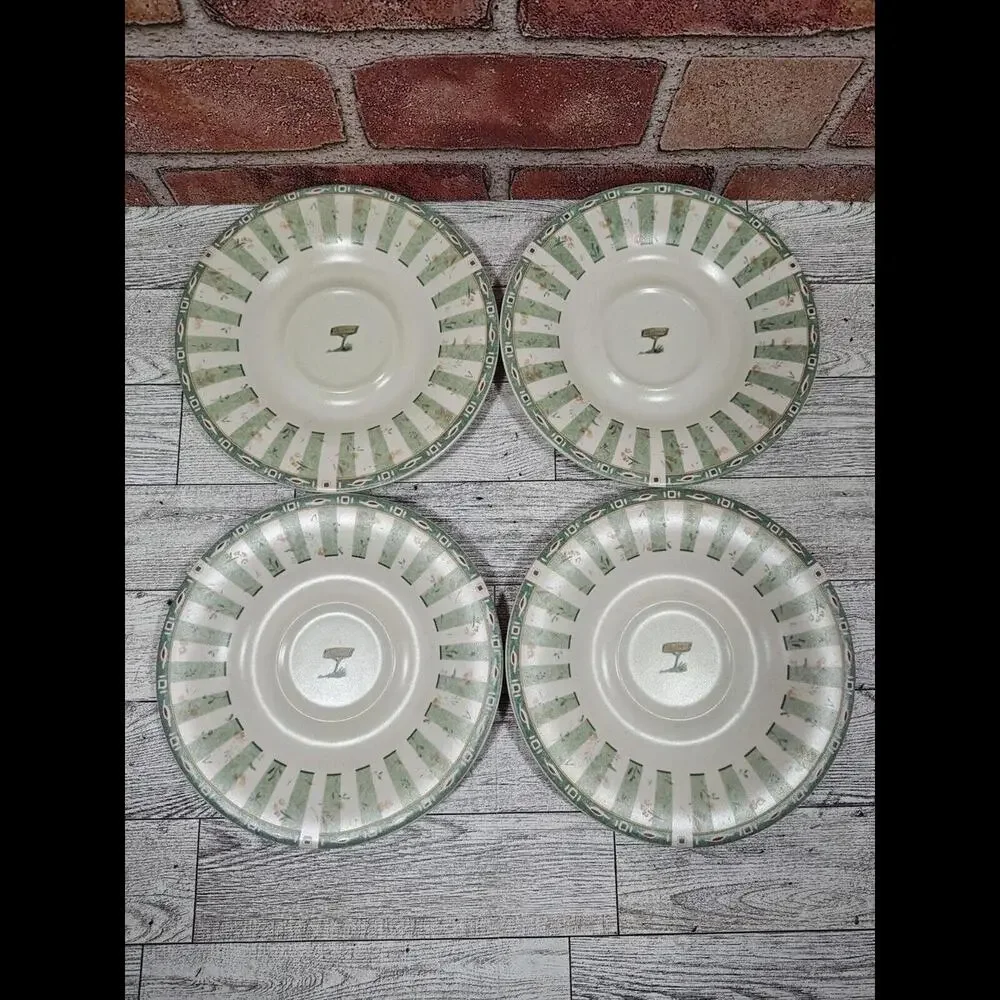 Pfaltzgraff Portfolio Naturewood Saucers Plates Welcome Sign 6.5” Set of 4